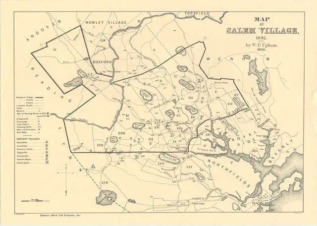 vintage map of Salem 1692